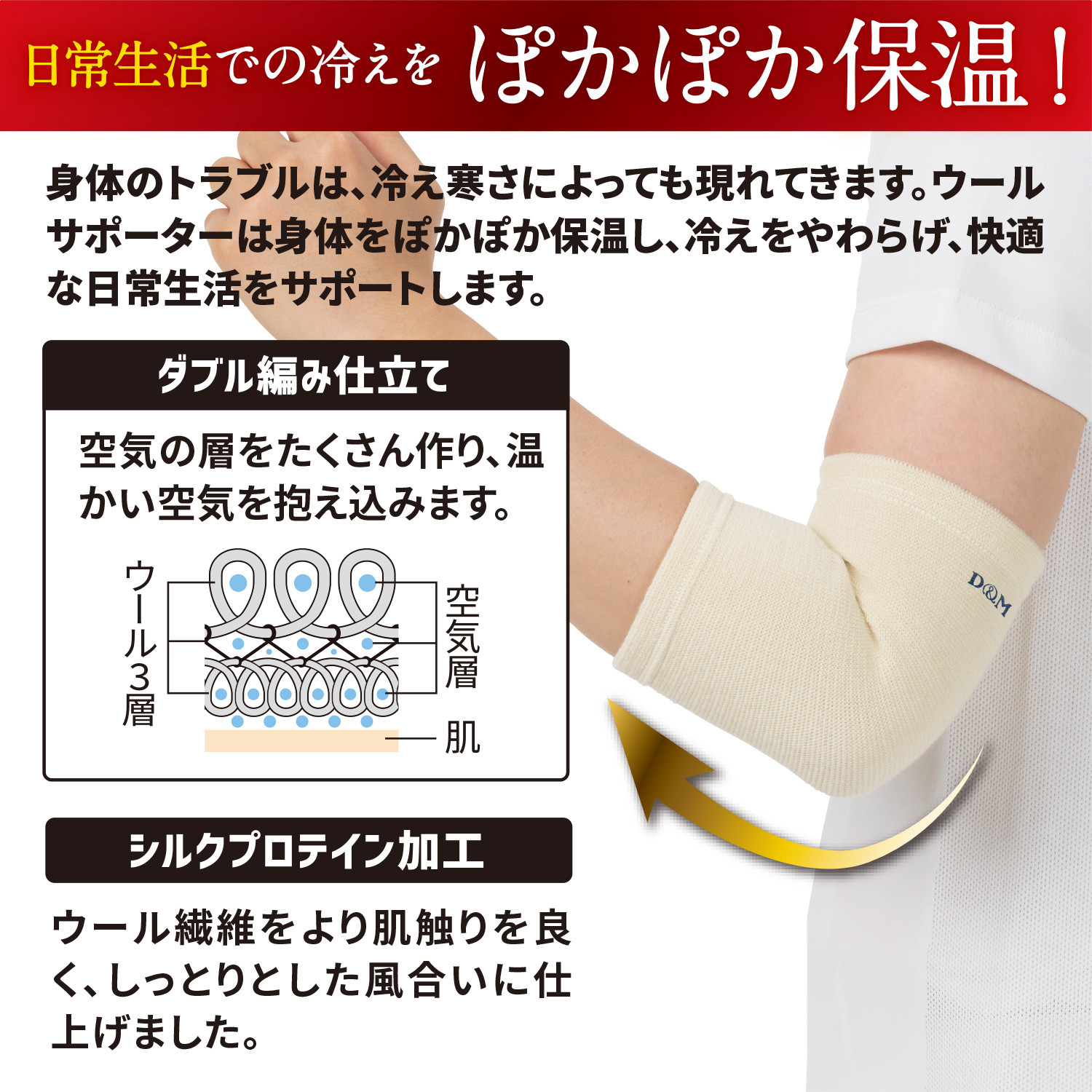ウールサポーター Br ひじ Br サポーター ひじ サポーター 筋力トレーニング フィットネス スポーツ用品 リハビリに関する製品はd M 株式会社d M